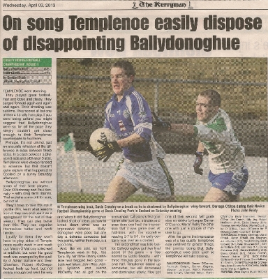 1st Rnd county Novice 2013, BallyDonoghue V Templenoe, The Kerryman 03/04/13_1